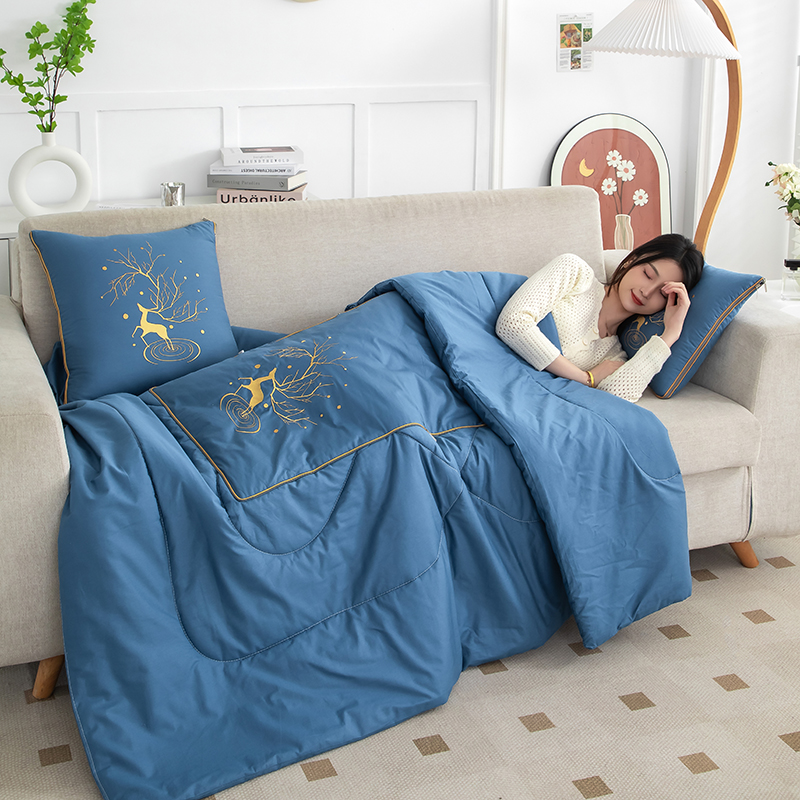 全棉抱枕被子两用二合一汽车办公室午睡枕头靠垫加厚纯棉保暖毯冬 - 图3