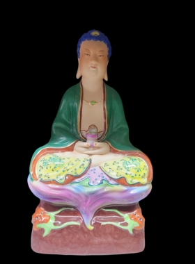 三宝佛陶瓷摆件供佛老物件
