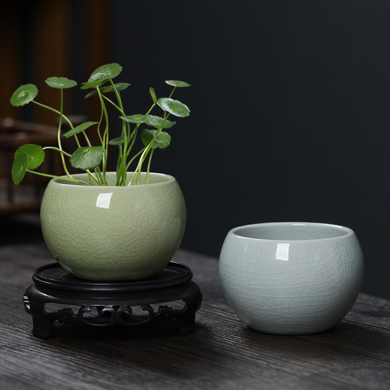 陶瓷哥窑开片陶瓷水培小花盆无孔花钵绿植容器小清新桌面花器清仓,淘宝优惠券,粉丝福利购,淘宝优惠卷