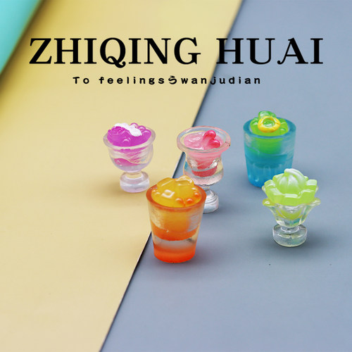 独立盲袋微缩迷你仿真食玩夏日冰淇淋沙冰水果茶模型摆件玩具礼物 - 图2