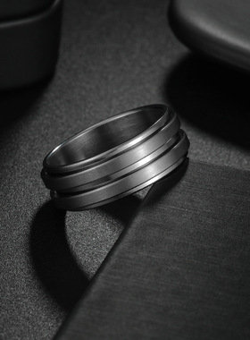 2024亚马逊欧美热销饰品temu希音新款钛钢转动戒指压手饰