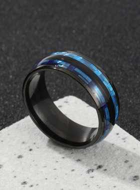 碳纤维双线不锈钢戒指多色