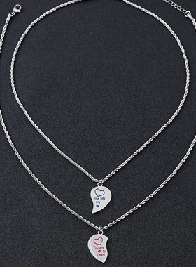 情侣告白爱心项链不锈钢男女