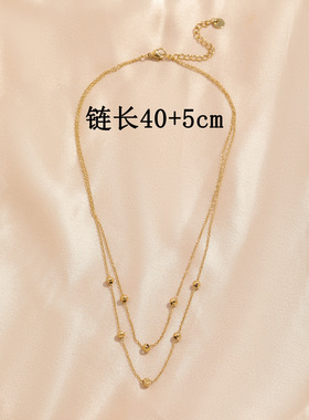 金珠双层钢珠项链轻奢不锈钢
