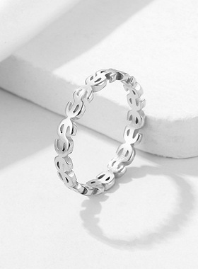 嘻哈寓意轻奢创意美元招财戒指