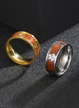 相思木乌龟海龟图案钛钢戒指