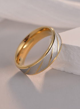 情侣对戒双色钛钢戒指4/6mm