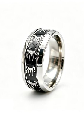 亚马逊新品钛钢戒指男款潮男个性蜘蛛时尚戒指欧美跨境手饰不掉色