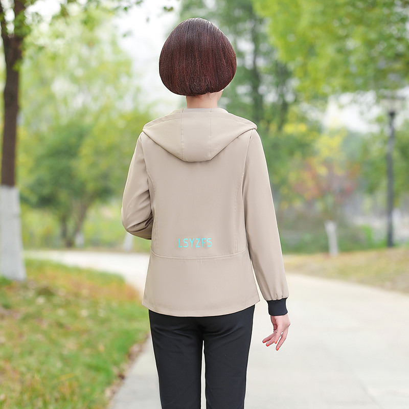 巴宝兹旗舰店中老年女装春装新款外套40-50岁中年妈妈装春秋时尚纯色夹克衫0