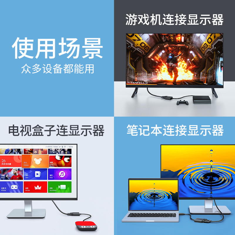 睿阜hdtv转vga转换器电脑屏幕rgb转笔记本投影仪HDTV转接线高清-图1