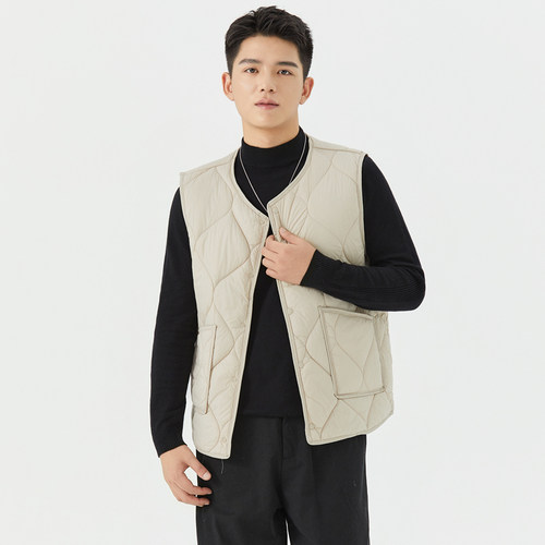 羽绒棉马甲男轻薄秋冬季内胆小棉袄爸爸内穿保暖坎肩内搭加肥加大 - 图0