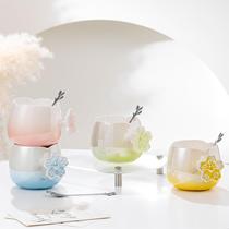 ins wind high face value cherry blossom mark cup girl cute ceramic water cup lovers coffee breakfast cup home