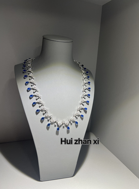 Hui zhanxi 培育祖母绿蛋面满钻满钻水滴项链气质优雅s925银镀金