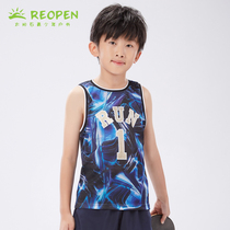 Sun Stone Outdoor Children Speed Dry Vest Boy Breathable Quick Dry Running Sleeveless Sports Teenagers Blue Jersey Clothes