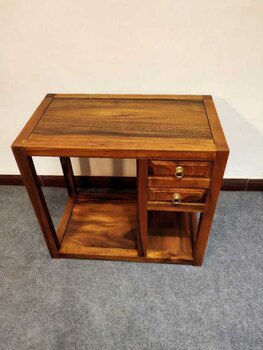 ຕູ້ຊາ Walnut ໄມ້ແຂງຕາຕະລາງກາເຟ double drawer ຕູ້ຊາຕູ້ຊາ cart ຂ້າງຕູ້ໄມ້ແຂງຕູ້ນ້ໍາຕົ້ມຕູ້ຊາ