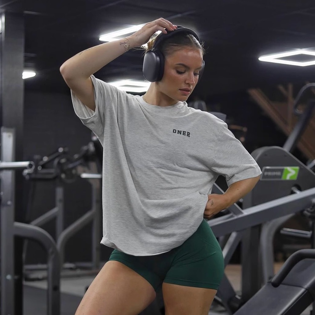 超柔软水洗TTWOLVES复古学院风宽松落肩女士全棉健身运动短袖D385 - 图0