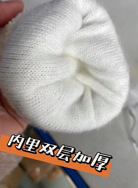 毛线双层加厚保暖可爱五指防寒
