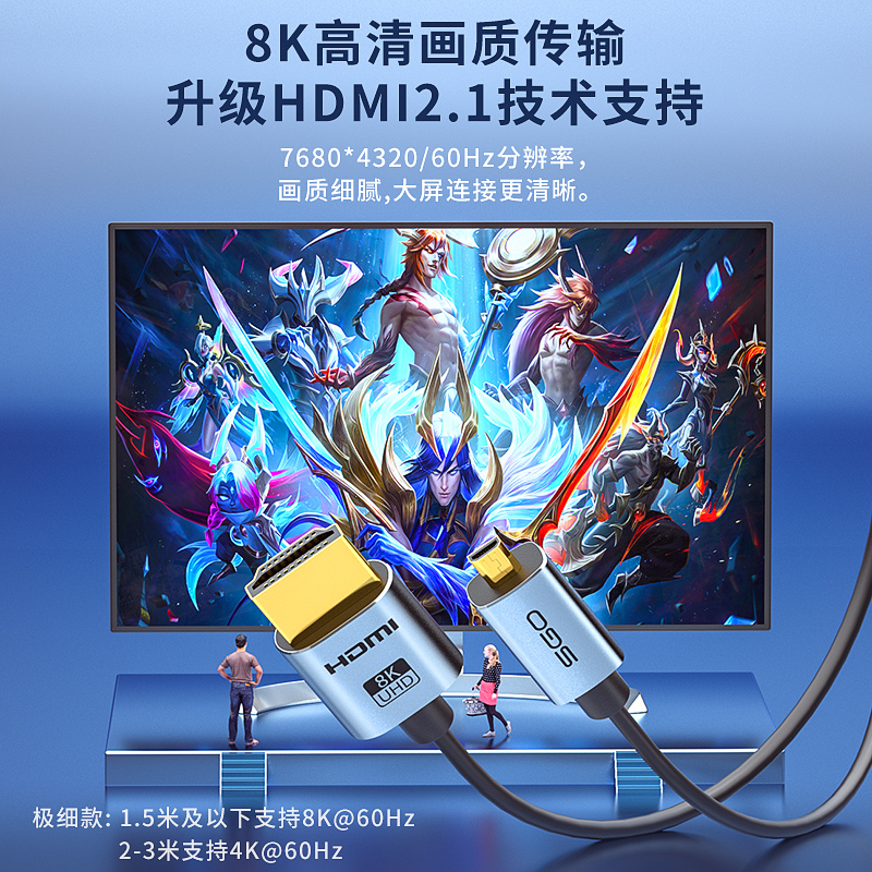 斯格micro hdmi转hdmi线2.1版8K微型头转高清线极细柔软相机线 - 图1