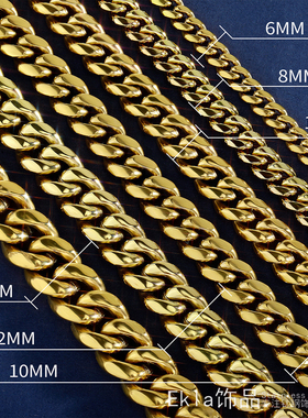 不锈钢hiphop美式坦克链单链简约