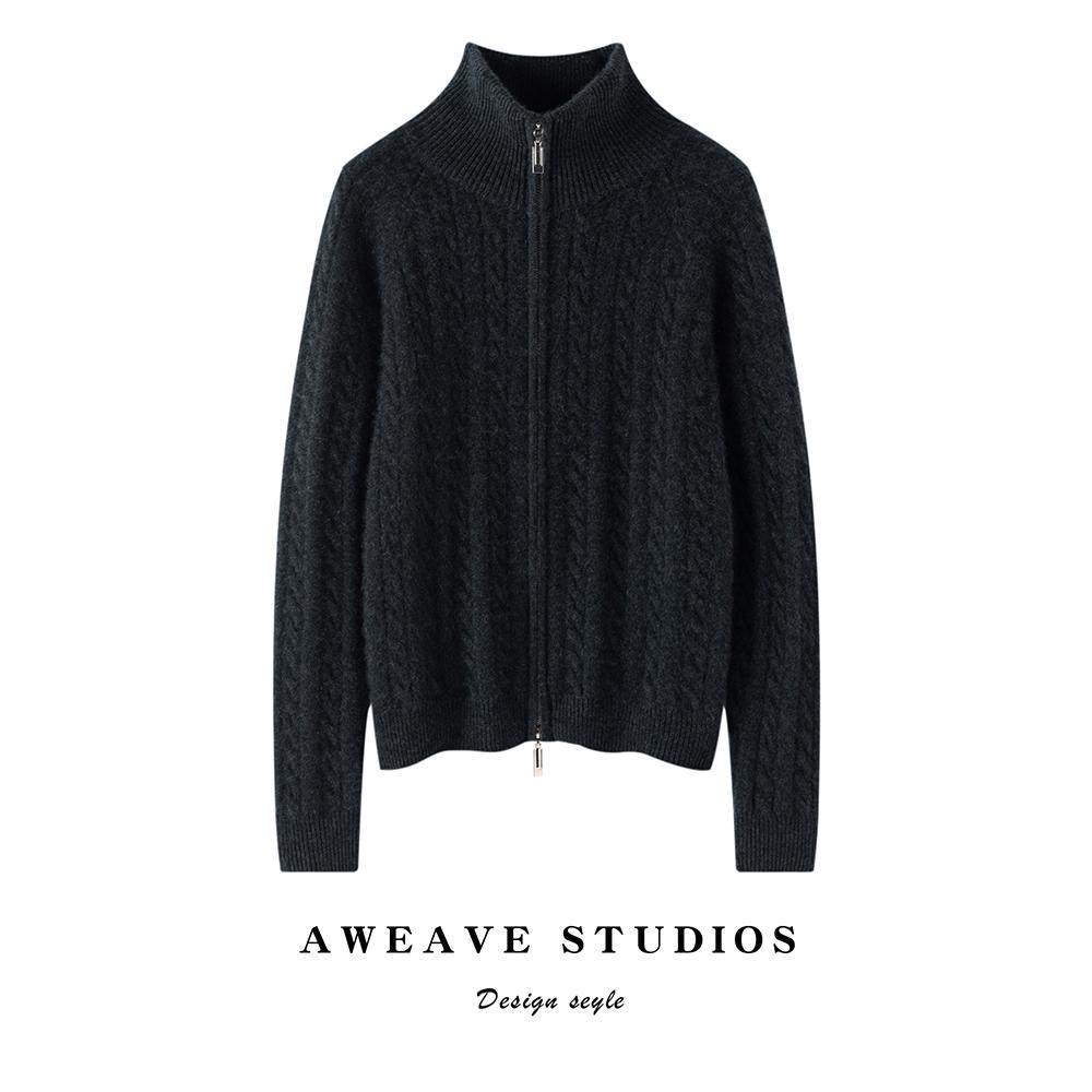 2025秋冬新款100%山羊绒开衫女拉链上衣宽松加厚百搭毛衣针织外套,淘宝优惠券,粉丝福利购,淘宝优惠卷