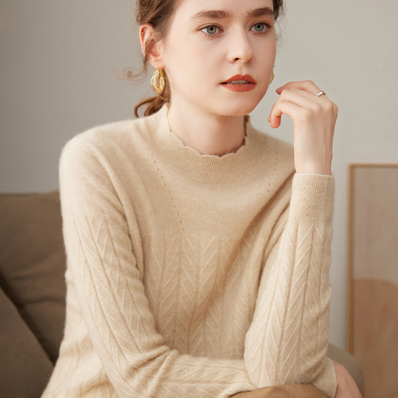 半高领羊绒衫女100%纯山羊绒毛衣秋冬新款高级感上衣宽松针织打底,淘宝优惠券,粉丝福利购,淘宝优惠卷