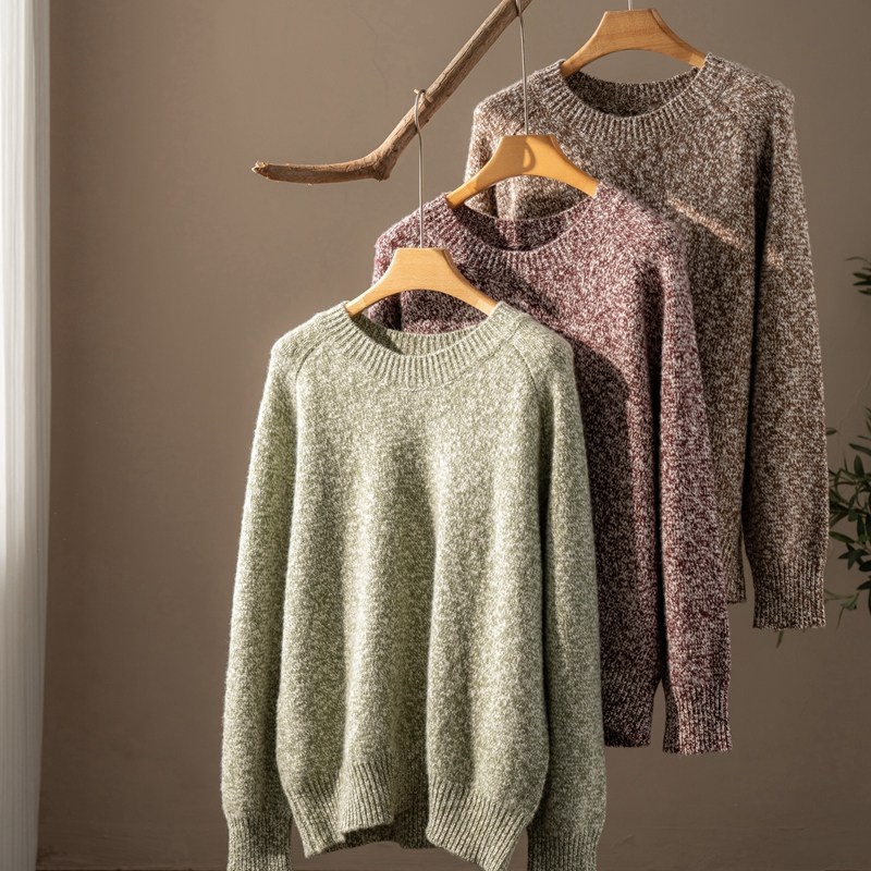 2025秋冬新款100%山羊绒衫女加厚插肩袖气质独特花纱毛针织衫上衣,淘宝优惠券,粉丝福利购,淘宝优惠卷