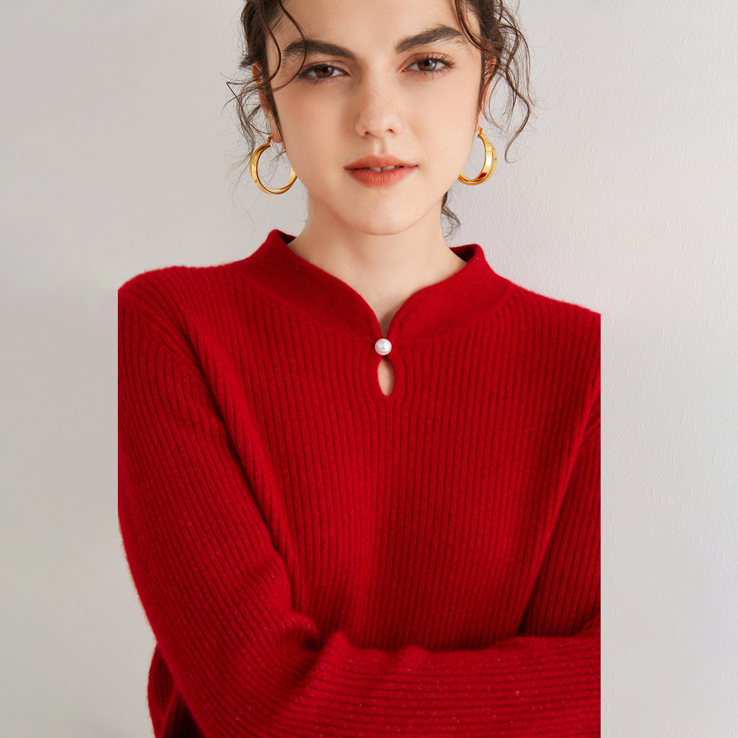 25新款秋冬100%山羊绒女半高领新中式针织套头宽松百搭毛衣打底衫,淘宝优惠券,粉丝福利购,淘宝优惠卷