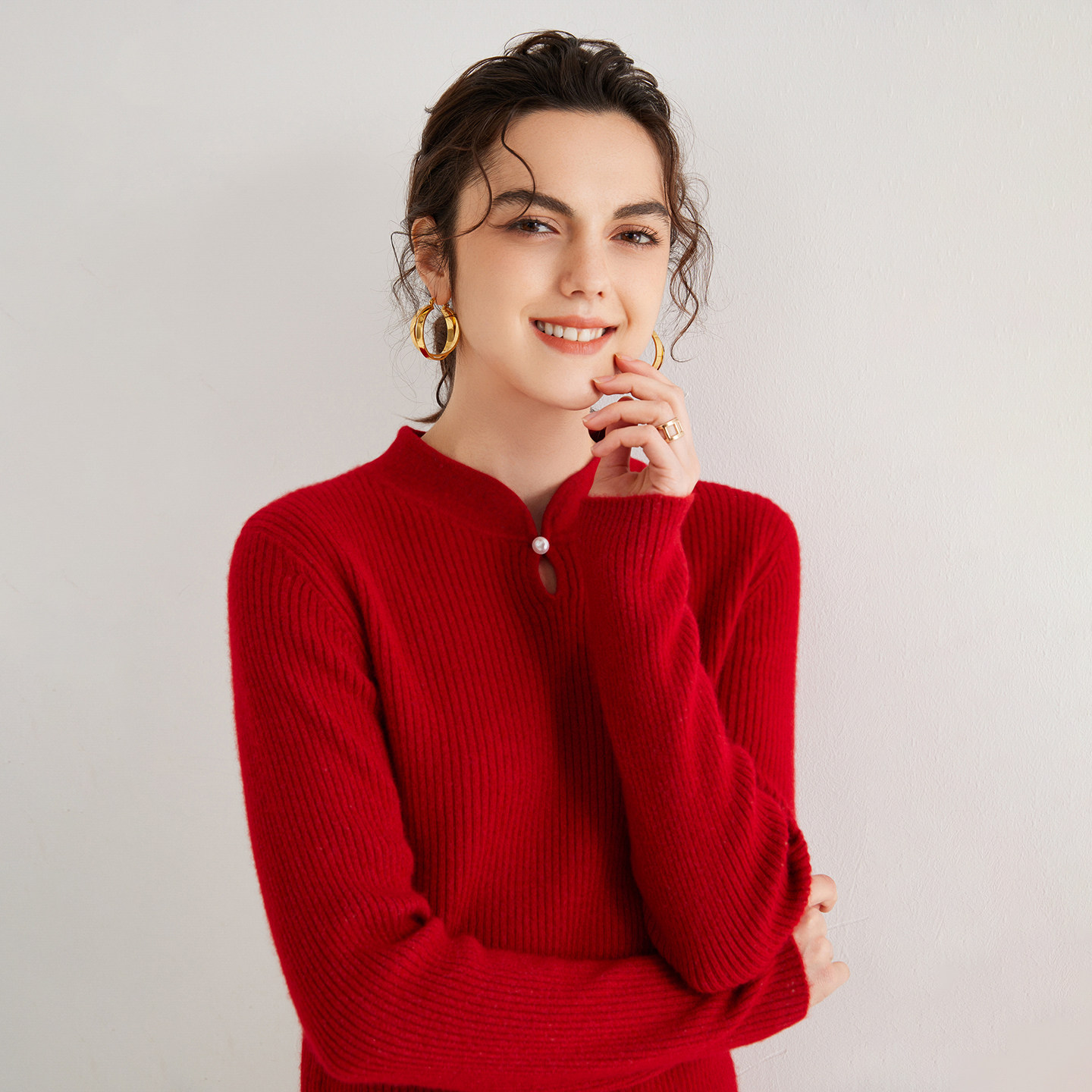 25新款秋冬100%山羊绒女半高领新中式针织套头宽松百搭毛衣打底衫,淘宝优惠券,粉丝福利购,淘宝优惠卷