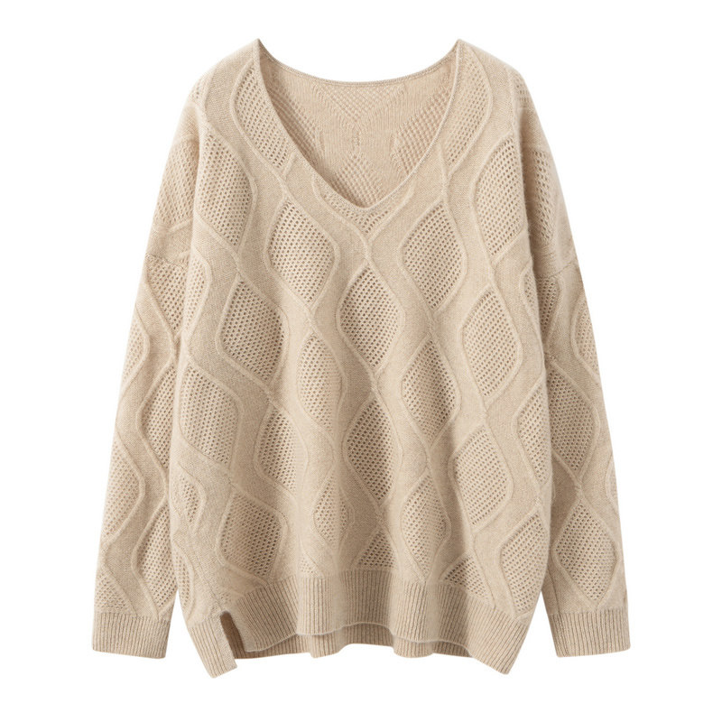 2025秋冬新款100%山羊绒衫女V领针织打底衫宽松显瘦百搭毛衣上衣,淘宝优惠券,粉丝福利购,淘宝优惠卷