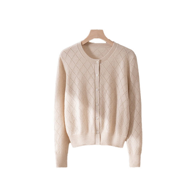 秋冬新款100%山羊绒衫女圆领针织开衫宽松毛衣打底衫百搭外套上衣,淘宝优惠券,粉丝福利购,淘宝优惠卷