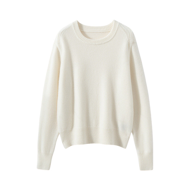 2025秋冬新款100%山羊绒衫女圆领加厚打底宽松百搭套头毛衣针织衫,淘宝优惠券,粉丝福利购,淘宝优惠卷