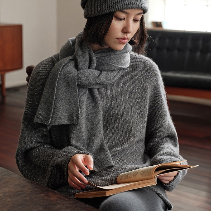 25秋冬新款开叉半高领羊绒衫女100%山羊绒毛衣宽松加厚针织打底衫,淘宝优惠券,粉丝福利购,淘宝优惠卷