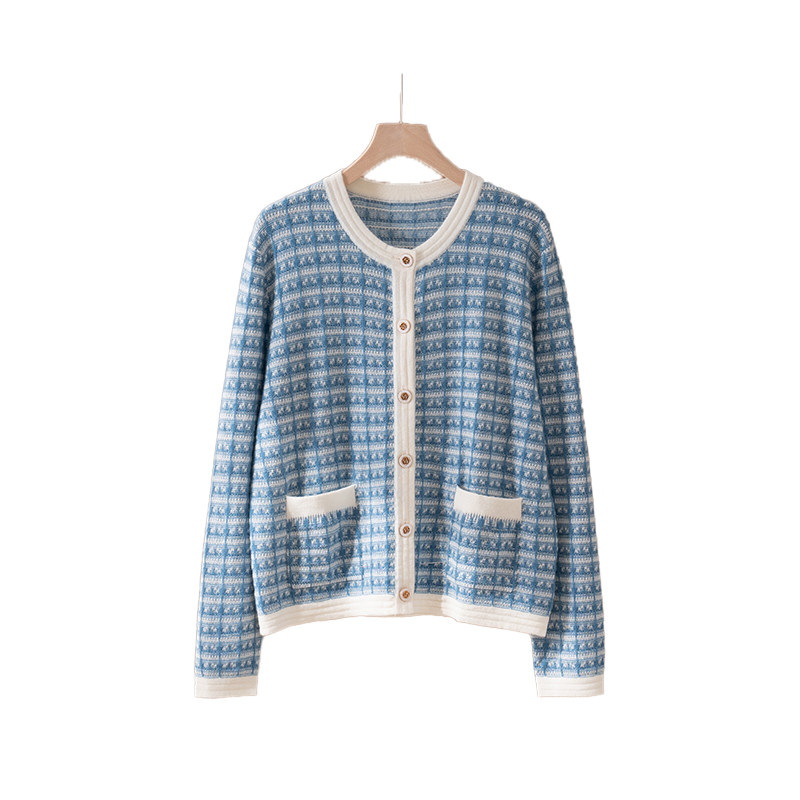 小香风开衫100%纯山羊绒衫女圆领针织开衫宽松毛衣打底衫百搭外套,淘宝优惠券,粉丝福利购,淘宝优惠卷