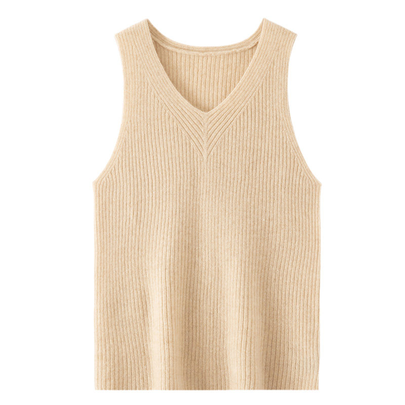 秋冬新款100%纯山羊绒吊带背心女内搭V领修身百搭无袖打底针织衫,淘宝优惠券,粉丝福利购,淘宝优惠卷