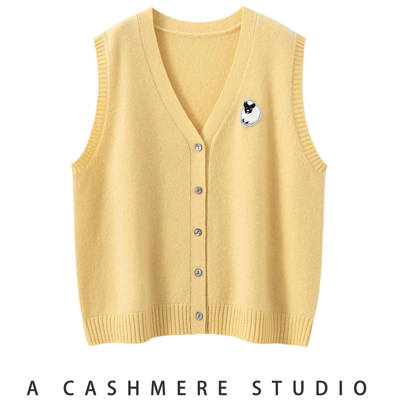 25新款100山羊绒加厚小羊刺绣v领女马甲简约亲肤舒适百搭针织坎肩,淘宝优惠券,粉丝福利购,淘宝优惠卷