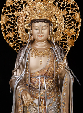 纯铜西方三圣观音菩萨供奉佛像