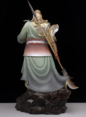 铜彩铜关公关二爷关羽武财神供奉佛像摆件寺庙办公室家居饰品
