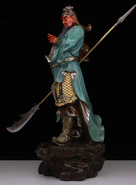 铜彩铜关公关羽关二爷武财神供奉佛像摆件寺庙办公室家居饰品