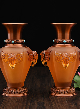 铜琉璃供具套装供灯佛灯供杯圣水杯供盘果碟香炉供花瓶佛前五供