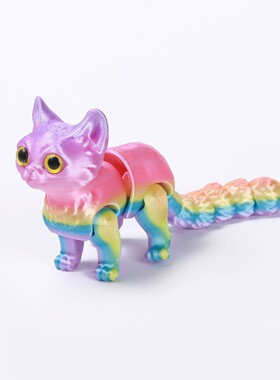 3d打印小猫咪关节尾巴可缩爆品可动儿童礼物玩具造型创意立体