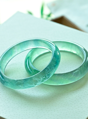 天然萤石手镯多彩渐变紫蓝水晶女