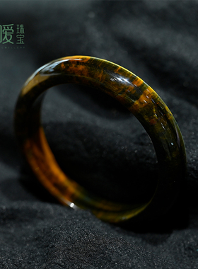 天然虎眼石手镯木变石星空蓝黄彼得石无优化虎睛石镯原矿水晶饰品