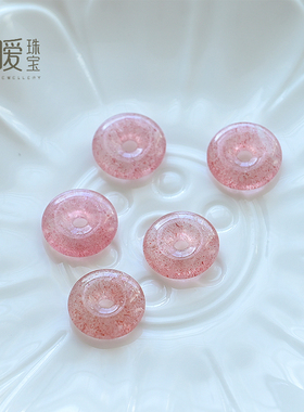 天然冰种草莓晶平安扣女