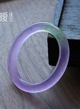 紫罗兰飘花手镯冰种复古圆条玉镯薰衣草冰糯绿石英岩镯子酷似翡翠