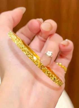 沙金手镯不掉色细圈闪片仿真金碎碎冰镯子百搭通勤手环送女友礼物