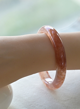 天然草莓晶手镯满籽冰种渐变水晶