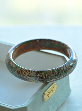 玛瑙手镯天然玉石唐三彩复古龙纹绿玛瑙灰白色松石绿水晶女款饰品