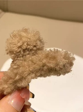 李小冉明星同款毛绒抓夹小号鲨鱼发夹少发量半马尾刘海夹发饰夹