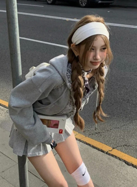 简约松弛感～白色针织宽边发带美式辣妹运动瑜伽束发压发洗脸头带
