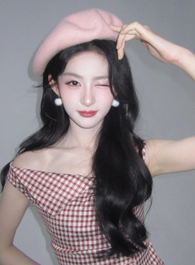 少女感~赵晴同款粉色贝雷帽子女秋冬温柔韩系甜美画家帽蓓蕾帽